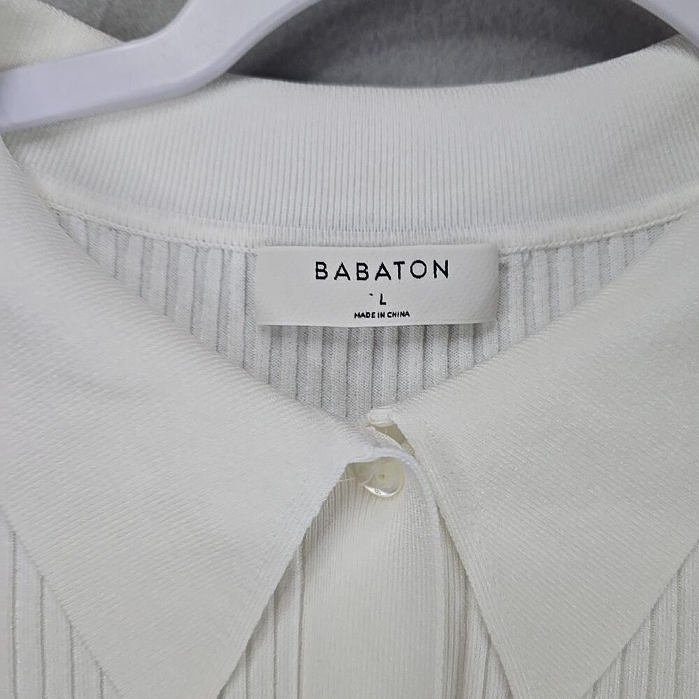 Babaton White Ribbed Button‑Front Cardigan - Picture 9 of 11